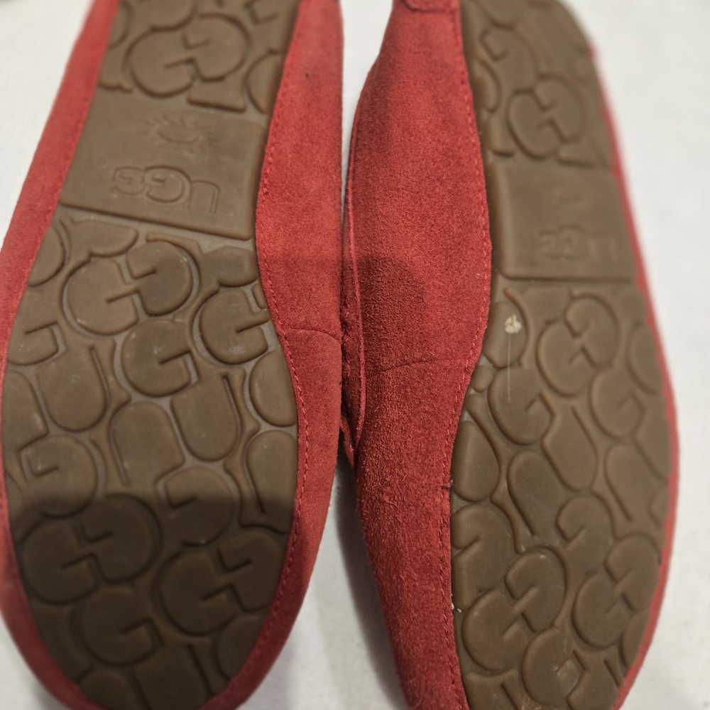 UGG Red Suede Moccasin Slippers - Picture 3 of 5
